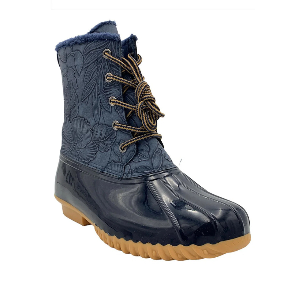 Sporto Bella Waterproof Lace Up Duck Boot with Zipper Navy - Medium - Picture 2 of 5